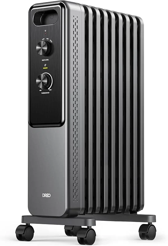 Dreo Radiatore a olio 2000W con 9 elementi, stufa elettrica silenziosa per camera da letto, termostato regolabile, protezione surriscaldamento e ribaltamento, blocco bambini e risparmio energetico