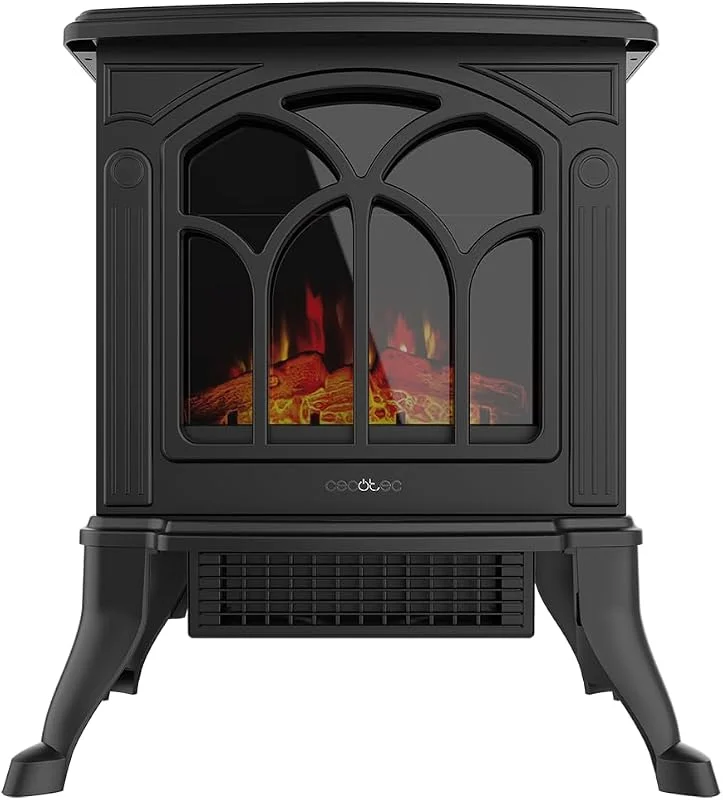 Cecotec Camino Elettrico da Terra ReadyWarm 1500 Flames. 1500 W, 2 Livelli di Potenza, Termostato Regolabile e Controllo Indipendente delle Fiamme, Area di Copertura 20 m2 — Riscaldamento