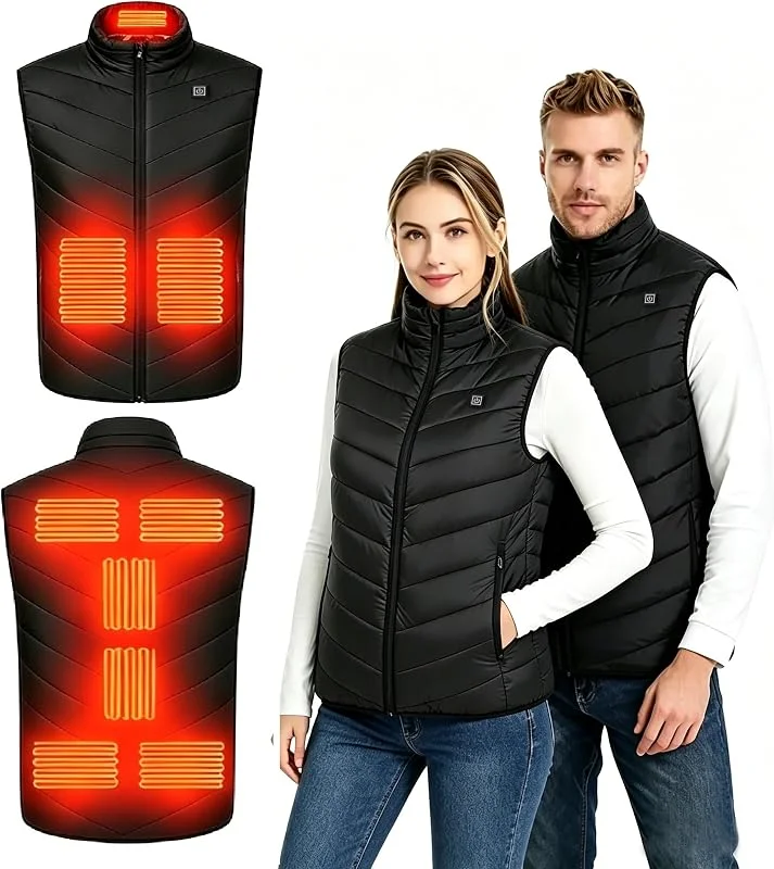 Men & Wome Gilet riscaldato, gilet elettrico con 9 zone di riscaldamento, giacca riscaldata per moto, pesca, passeggiate e lavoro all'aperto, regalo di Natale (senza power bank) — Abbigliamento riscaldato