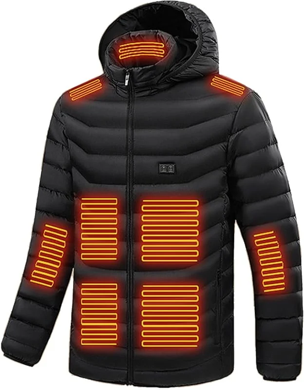 Giubbotto Riscaldato Uomo Moto Sci con Batteria Piumino Pile Manica Lunga Invernale Giubbotto Riscaldato Cappotto Elettrico Termica Trapuntato Giacca Riscaldata Giubbino USB Lavoro — Abbigliamento riscaldato