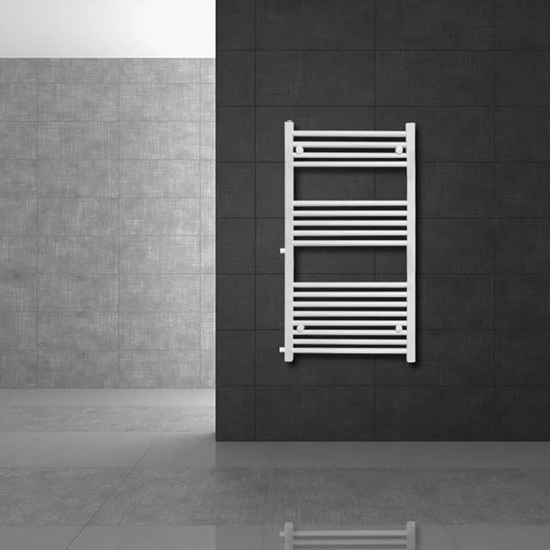 ECD Germany Radiatore Scaldasalviette Termoarredo da Bagno Moderno in Acciaio Bianco Sahara - 500 x 1200 mm - Bianco - dritto con attacco laterale - Scaldasalviette Asciugamani 50x120cm non elettrico — Riscaldamento
