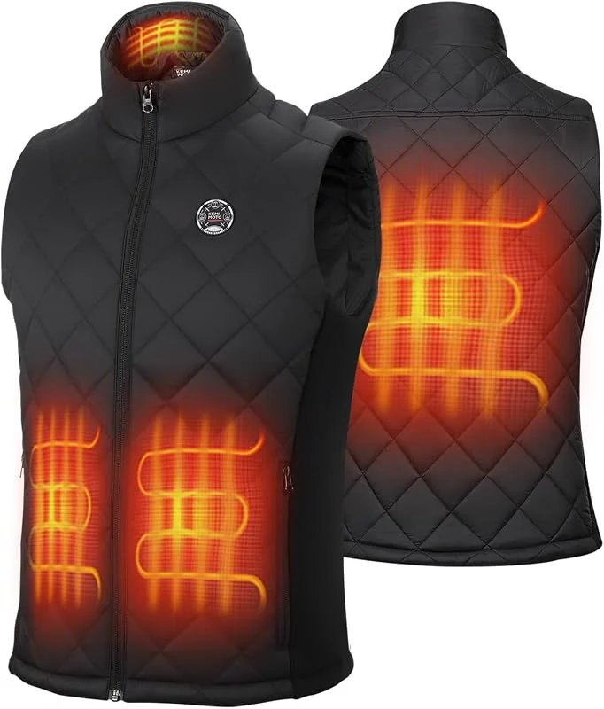 KEMIMOTO Gilet Riscaldato Donna, Elettrico Gilet Riscaldato con Telecomando APP, Giubbotti Riscaldati con Batteria da 1 mAh per Sci, Escursionismo, Campeggio e Attività all'aperto — Abbigliamento riscaldato
