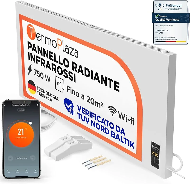 Termoplaza Pannello Radiante Infrarossi WiFi 750 W 20 m² Basso Consumo — Riscaldamento
