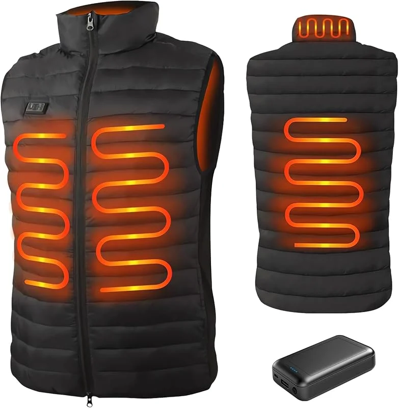 seenlast Gilet Riscaldato Uomo, Giubbotto Riscaldato Uomo con Batteria da 10000 mAh, Elettrico Gilet Riscaldante Leggero con 4 Zone di Riscaldamento, 3 Temperatura Regolabile, Lavabile in Lavatrice — Abbigliamento riscaldato