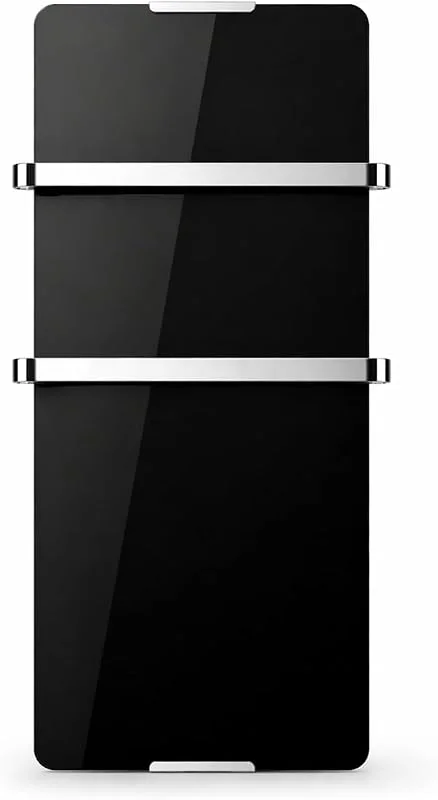 CHEMIN'ARTE Scaldasalviette riscaldato electtrico 1200W - Radiatore verticale - 120 x 6 x 46 cm - IP24 - nero - Design moderno, kit di installazione — Riscaldamento