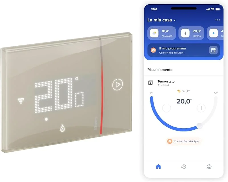 BTICINO SXM8002 Termostato WiFi 220v, Smarther2 with Netatmo, Termostato Caldaia da Incasso, Controllo da Remoto con App, Alexa, Google Assistant, Apple HomeKit, Programmabile, Risparmio Energetico — Riscaldamento