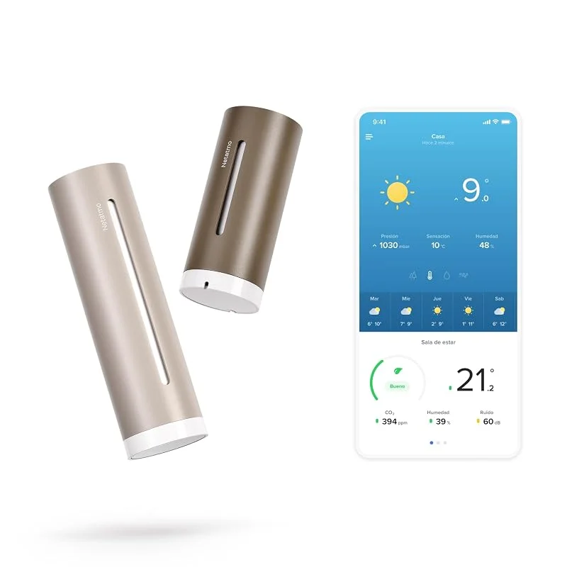 Netatmo Stazione Meteo ORIGINAL 2ª generazione, Interni & Esterni, Temperatura, Umidità, Qualità aria, UV, Pollini, Previsioni Meteo, Compatibile Apple Home, Alexa, Google Home - Sabbia - NWS-S-EC — Riscaldamento