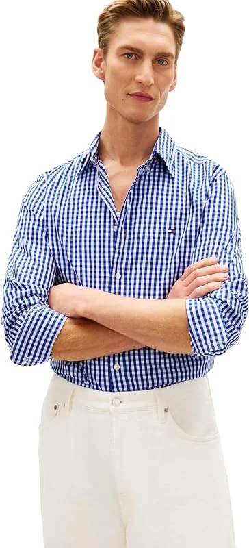 Tommy Hilfiger Uomo Camicia Flex Poplin Gingham Regular Fit — Dermocosmesi