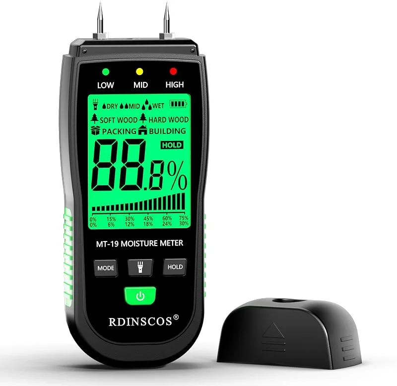 RDINSCOS Misuratore di umidità a pin con ampio display LCD (display normale — Umidificatore
