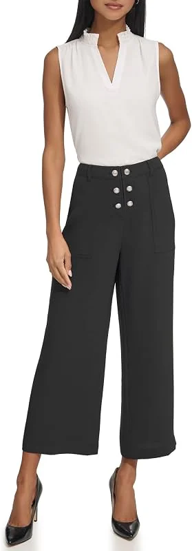 KARL LAGERFELD Pantaloni alla Moda con Bottoni Sportivi Donna — Abbigliamento riscaldato