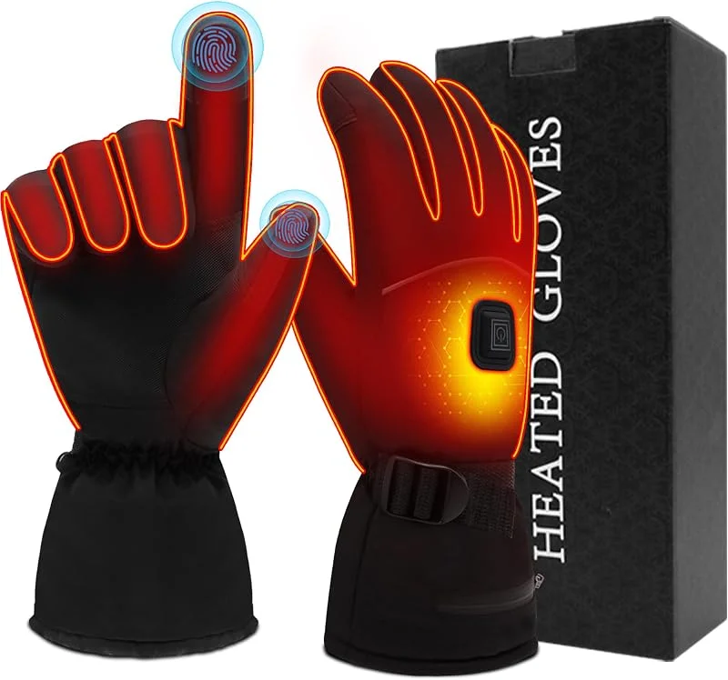 Svpro, guanti termici unisex con batteria e touchscreen SMS, impermeabili, invernali, caldi guanti termici per escursioni, campeggio, sci, scaldamani (3, 7 V) — Abbigliamento riscaldato