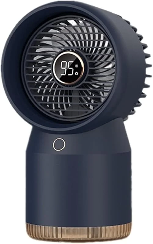 Nebulizzatore d'Acqua per la casa Aria condizionata Umidificatore Ventilatore Batteria da 3600 mAh Ricaricabile Scrivania da Ufficio Raffreddamento con Luce Notturna Comfort Raffreddamento