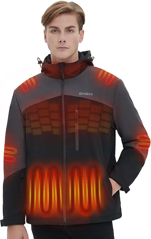 Giacca riscaldata da uomo con batteria da 20000 mAh, impermeabile, antigraffio, con cappuccio, per l'inverno — Abbigliamento riscaldato