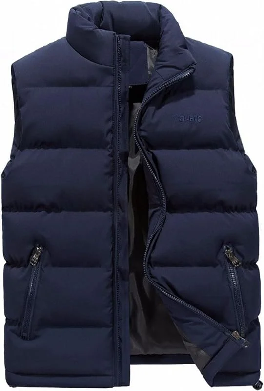Generico Giacca Invernale Uomo Senza Maniche Cerniera, Smanicato Uomo Invernale con Tasche Senza Cappuccio Tinte Unite a Listino, Gilet Trekking - Abbigliamento Termico Sportiva — Abbigliamento riscaldato