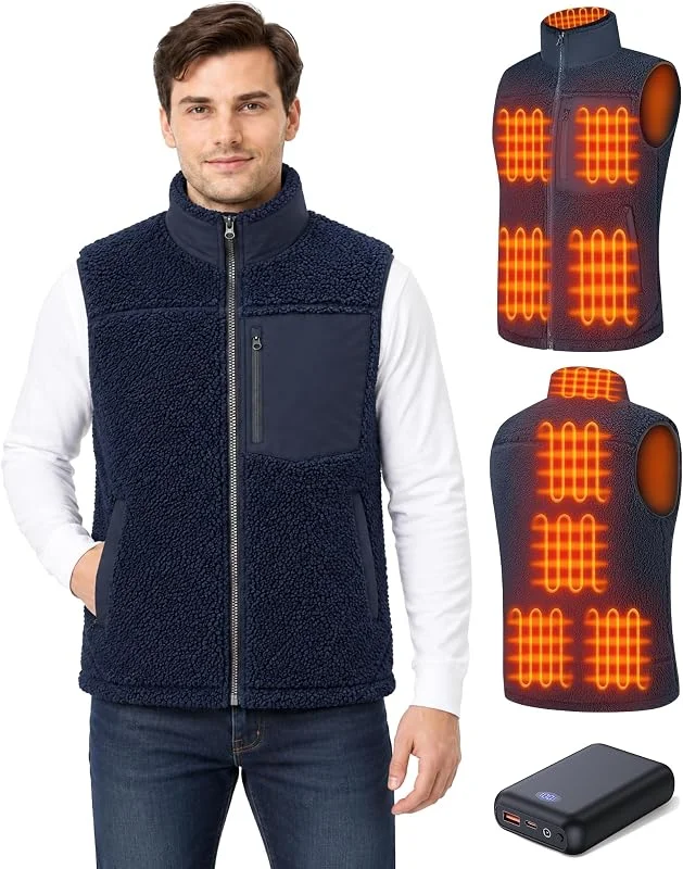 Gilet riscaldante in pile da uomo con batteria da 16000 mAh 7, 4 V — Abbigliamento riscaldato