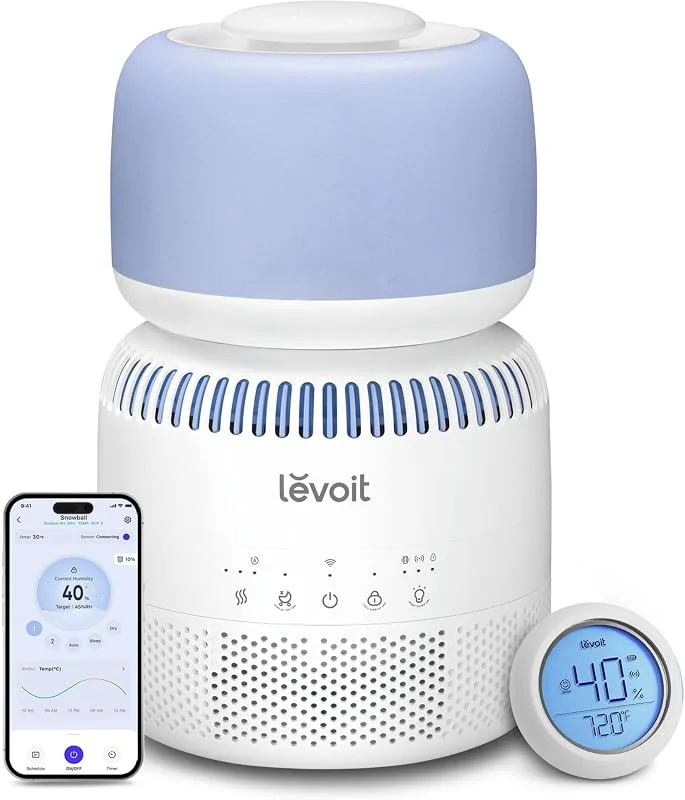 Levoit Sprout Umidificatore evaporativo, 3, 8 l, per camera da letto, cameretta dei bambini, < 26 dB, silenzioso, 36 H, Smart Umidificatore con luce notturna senza luce blu, sensore separato, Auto Dry
