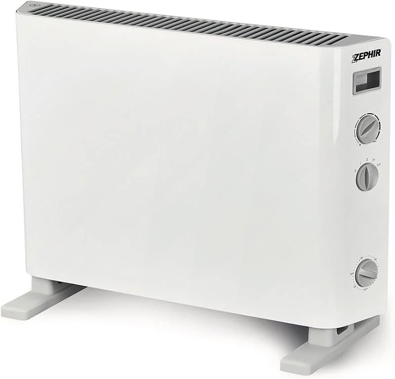 Zephir ZCV2005TT-B Termoconvettore Elettrico da Terra 2000W 2 Livelli di Potenza con Funzione Turbo Timer 3 Ore Termostato Regolabile Sicurezza Antiribaltamento Colore Bianco — Riscaldamento