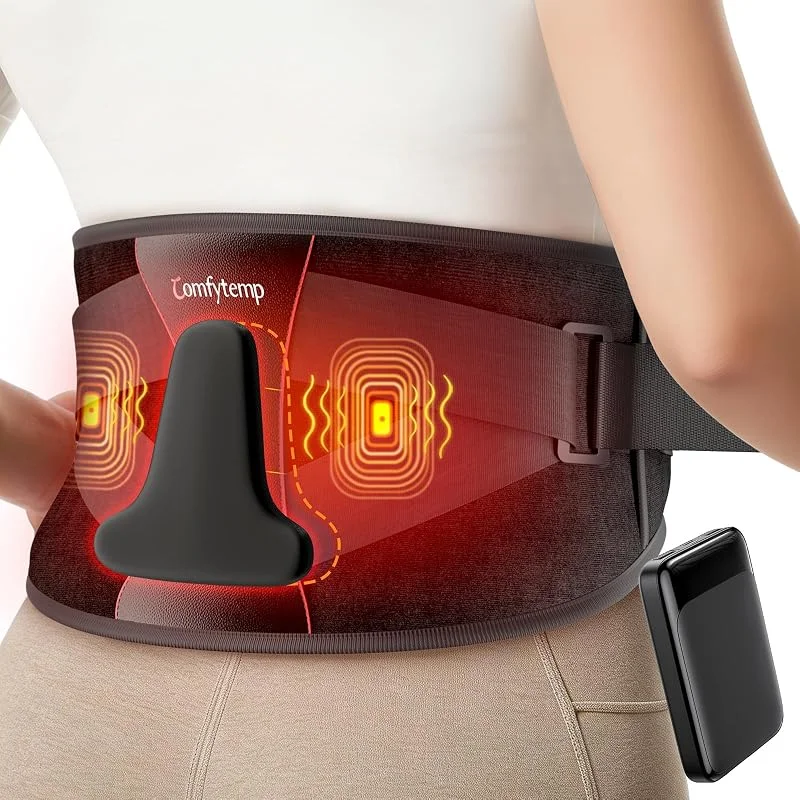 Comfytemp 170cm Fascia Lombare Riscaldante Wireless, Struttura Ergonomica, 3 Livelli di Temperatura, 3 Intensità, 3 Vibrazione, Scalda Schiena Elettrico Semplicissimo da Usare, Regalo per i Genitori — Riscaldamento
