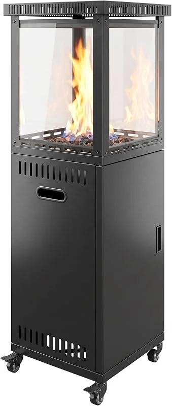 Outsunny Stufa a Gas da Esterno 13 kW, Regolazione Continua, Nero — Riscaldamento