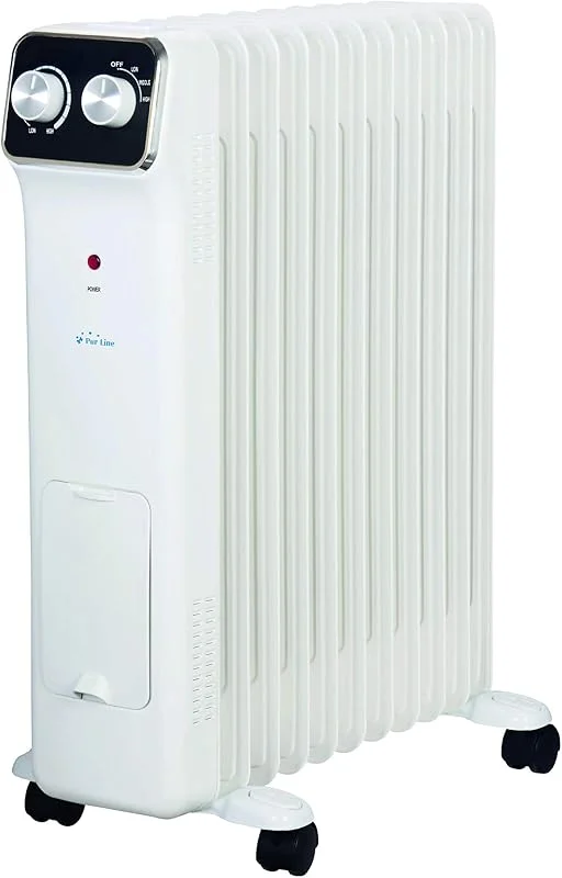 PUR LINE, Radiatore a olio da 2500 W, 11 elementi, termostato regolabile, 3 livelli di potenza - Radiatore a olio con umidificatore integrato e stendibiancheria — Riscaldamento