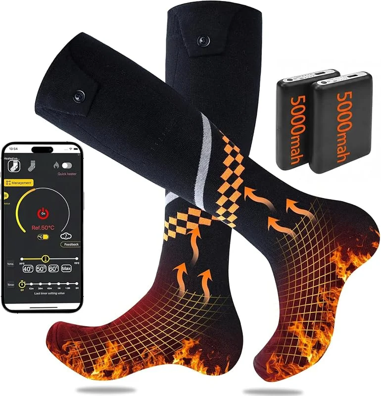 TOPALL Calze Riscaldate a Batteria 2 * 5Ah, a 75°C, a 9 Ore Autonomia — Abbigliamento riscaldato