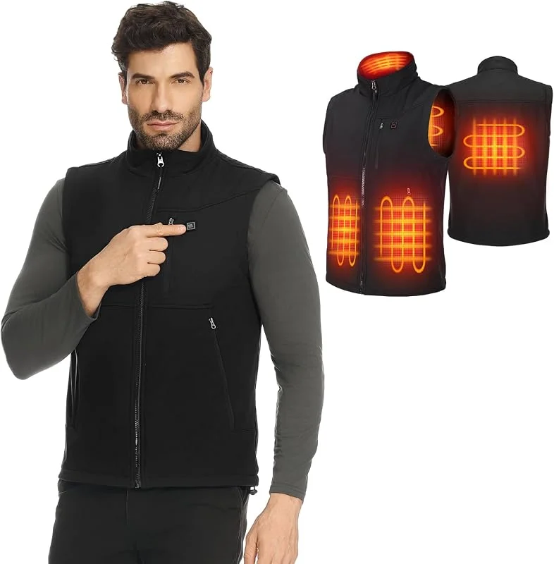 KEMIMOTO Gilet Riscaldato Uomo Donna, Antivento Gilet Riscaldato con Telecomando APP, Elettrico Giubbotti Riscaldati con Batteria da 10000 mAh per Sci Escursionismo Caccia Pesca Motociclismo — Abbigliamento riscaldato