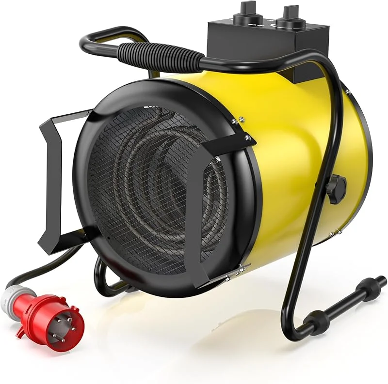 DAHTEC Stufetta Elettrica Industriale 5 kW 400 V Termoventilatore, Giallo — Riscaldamento