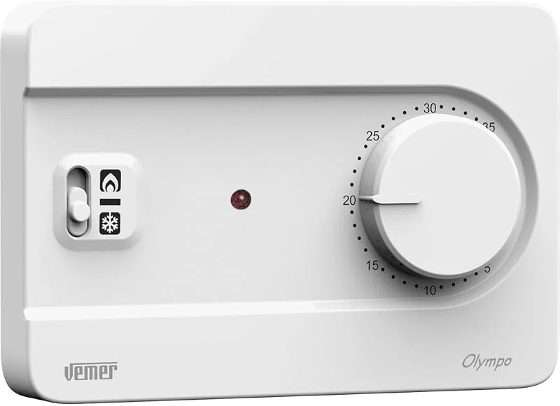 VEMER VE757500 OLYMPO - Termostato Ambiente da Parete con Manopola, Riscaldamento e Condizionamento, Alimentazione 230V, Bianco