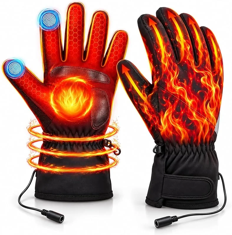 Guanti Riscaldati USB per Uomo & Donna Guanti Riscaldati Moto Touch Screen Invernali Riscaldamento Completo Dita, 3 Livelli Temperatura Impermeabili Antivento per la Caccia Pesca Sci Ciclismo — Abbigliamento riscaldato