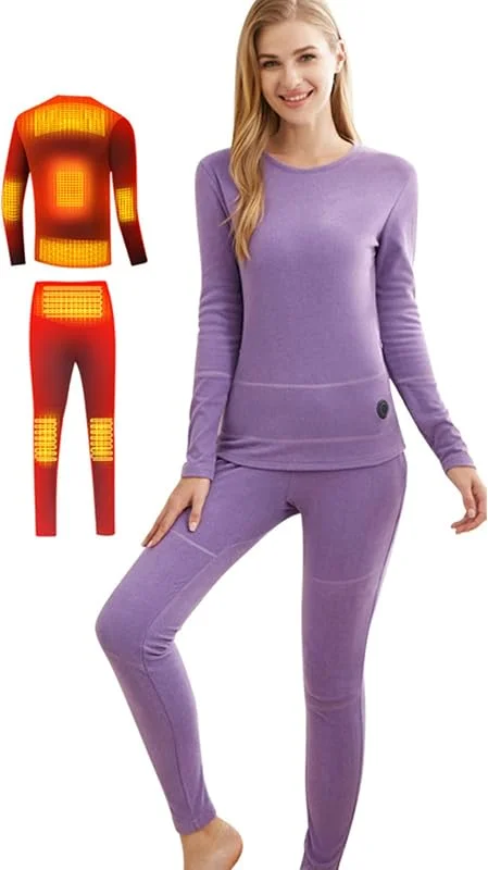 Intimo Termico Invernale Tuta da Donna Riscaldata a 8 Aree Smart App Controllo Temperatura Camicia a Strato Base Calda USB — Abbigliamento riscaldato