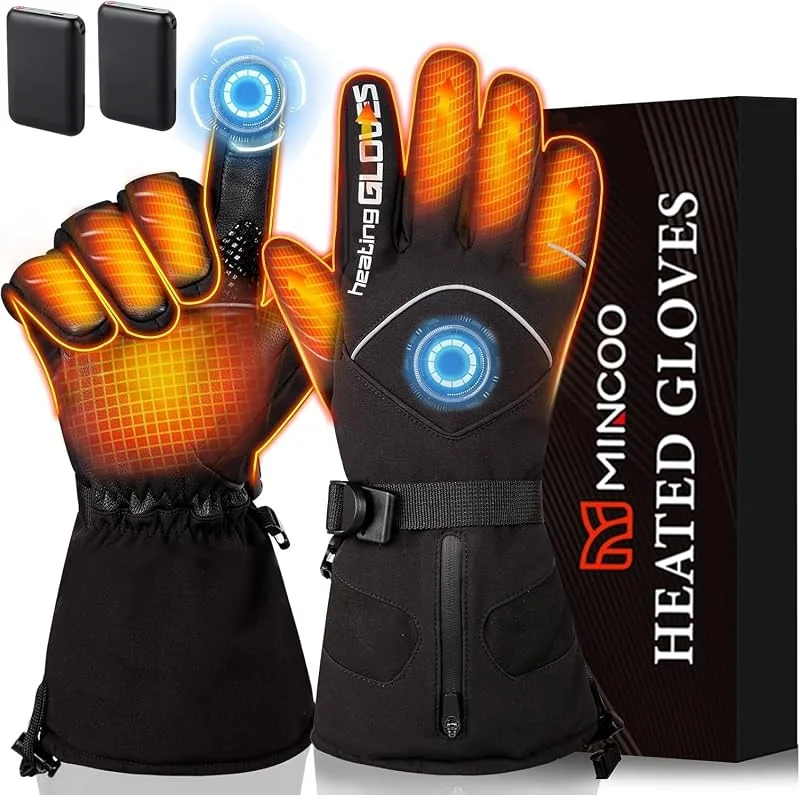 Mincoo Guanti Riscaldanti Per Moto Unisex - Guanti Riscaldanti USB Con Batteria 6000mAh, Impermeabili, Antivento, 3 Livelli Di Regolazione Della Temperatura, Ideali Per Lo Sci E La Bicicletta (M) — Abbigliamento riscaldato