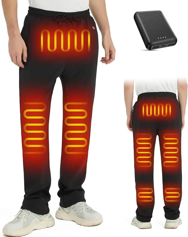 FERNIDA Pantaloni Riscaldati Uomo Donna, Pantaloni Termici Elettricamente Riscaldati con Power Bank, Pantaloni di Pile Riscaldanti Nero per Jogging all'aperto Pesca Sci Ciclismo — Abbigliamento riscaldato