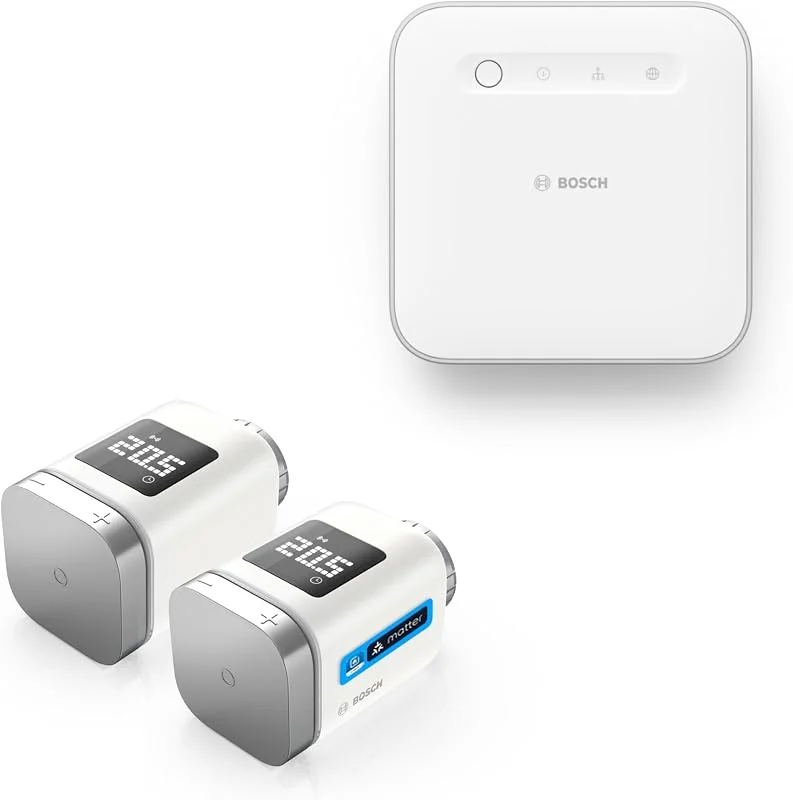 Bosch Smart Home Set iniziale termostato intelligente per radiatori, 1x Controller II, 2x Termostato per radiatori II [+M] — Riscaldamento