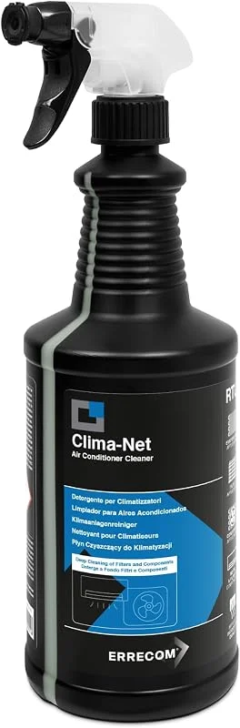 Errecom Clima-Net, Maxi Formato 1 Litro, Detergente per Climatizzatori, Filtri, Batterie Alettate, Deflettori e Unità esterne, Pulizia Profonda Condizionatore, Rimuove Sporco e Cattivi Odori, 1 L — Umidificatore