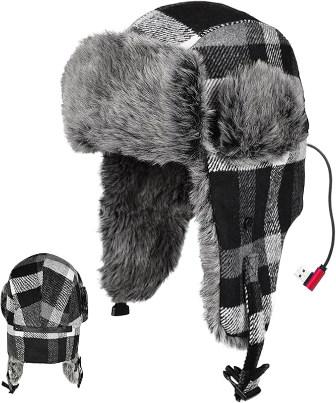 Generisch Berretto riscaldato USB, triplo livello di riscaldamento con peluche caldo, Cappello Trapper riscaldato USB, Per uomini, donne, adulti e adolescenti per andare in bicicletta e — Abbigliamento riscaldato