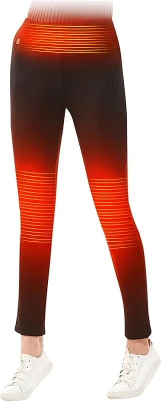 Générique Pantaloni casual da donna intimo termico lungo morbido con tasca invernale caldo vestibilità sottile leggings riscaldati USB, Le Noir, XX-Large — Abbigliamento riscaldato