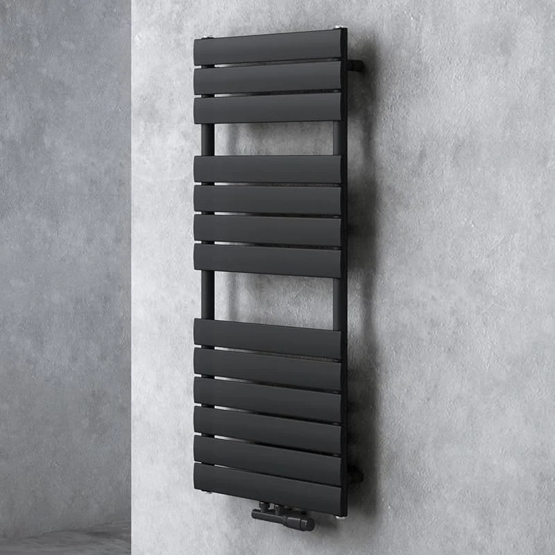 doporro Radiatore da bagno, design piatto, 120 x 50 cm, colore antracite, monostrato, orizzontale, 2 in 1, attacco centrale o connettore laterale FH — Riscaldamento