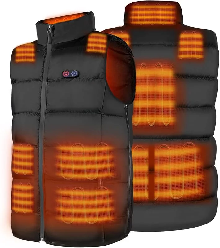 DR.PREPARE Gilet Riscaldato Uomo Donna 3 Livelli di Calore 10 Zone di Riscaldamento Pulsanti Intelligenti Taglia Regolabile Giacca Riscaldata Leggera per Escursionismo (Batteria non Inclusa) — Abbigliamento riscaldato