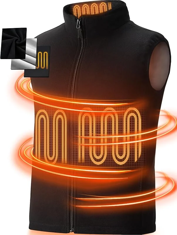 Gilet Riscaldato Uomo Donna, Giubbotto Riscaldato Morbido e Caldo, Giacca Riscaldata con 3 Temperature (Batteria Escluso). Giubbino Riscaldato per Escursionismo Ciclismo Caccia, Nero, L — Abbigliamento riscaldato