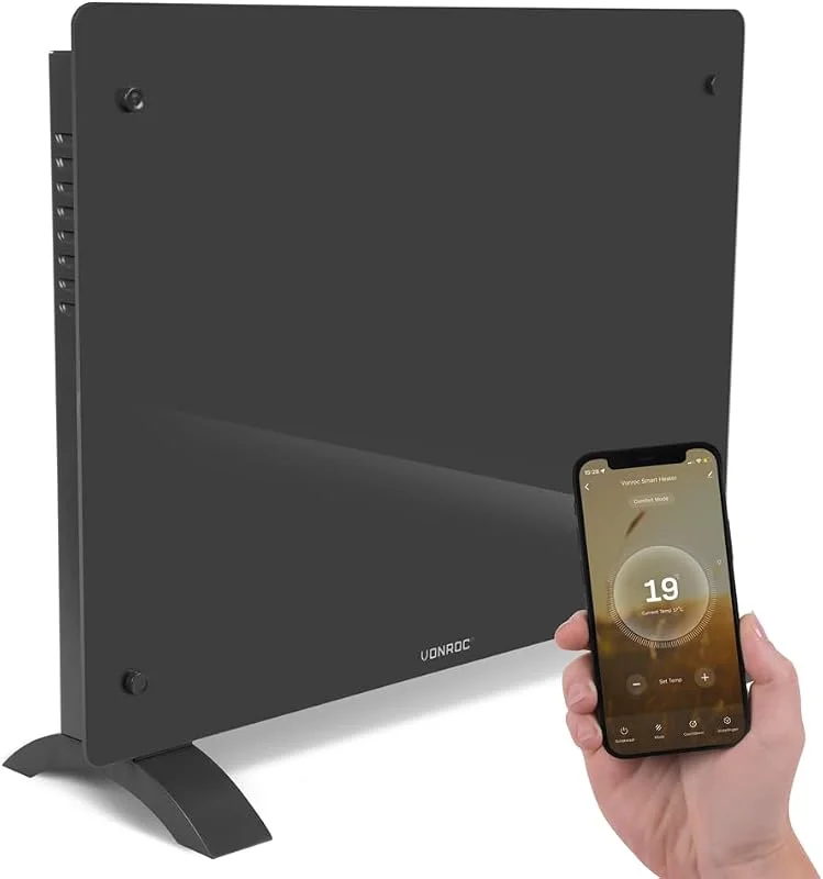 VONROC Termoconvettore Elettrico 1500W WiFi, con App, fino a 18 m² Grigio — Riscaldamento