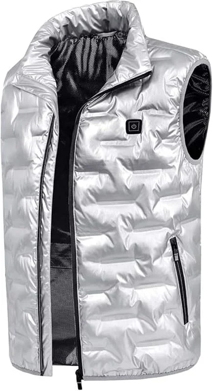 Gilet riscaldante da Escursionismo, for Esterni, for Tenere al Caldo, Giacche riscaldate elettriche USB for Pesca, Caccia e Moto(Silver, 4XL) — Abbigliamento riscaldato