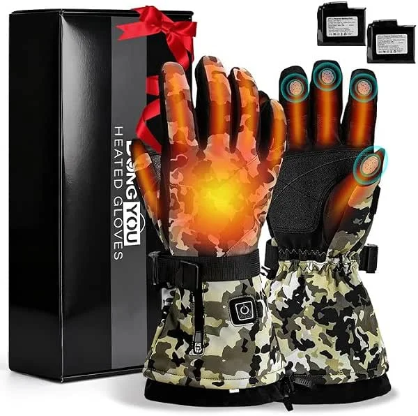 Heated Gloves for Men Women, 7.4V 3000mAH Rechargeable Battery Touchscreen Ski Heating Gloves, 3 Adjustable Heating Levels, Hand Warmer for Winter Skiing Hunting Cycling Camping — Abbigliamento riscaldato