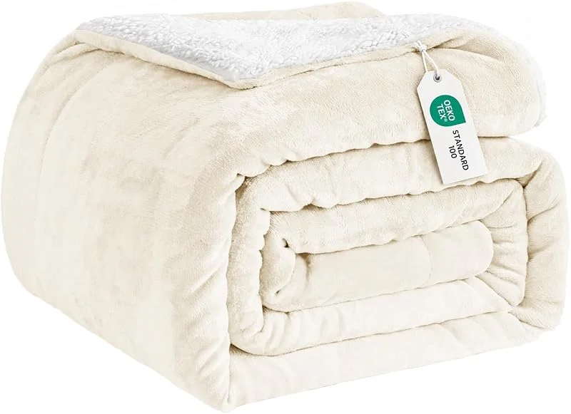 Good Nite Coperta in pile Sherpa di flanella, 150 x 200 cm, soffice — Riscaldamento