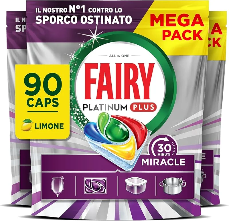 Fairy 30 Minuti Miracle Pastiglie Lavastoviglie, 90 Caps, Limone — Riscaldamento