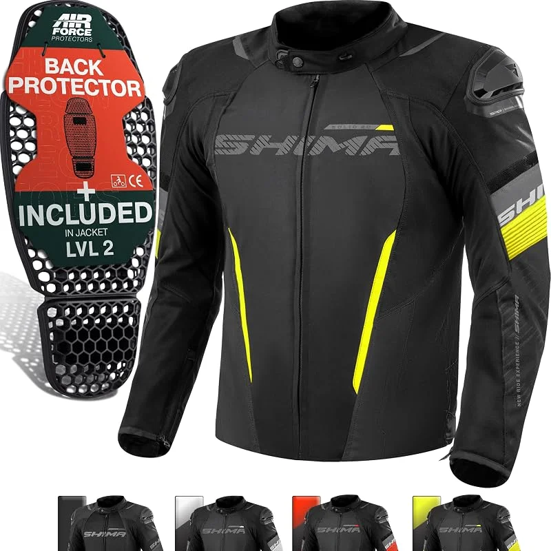 SHIMA Solid 2.0 Giacca Moto Uomo 4 Stagioni AirForce Paraschiena Giubbotto Protezioni Estiva Giacche Invernale Leggero — Abbigliamento riscaldato