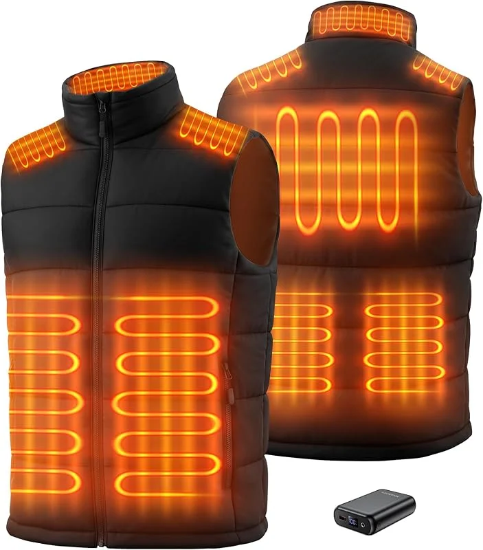 Gilet Riscaldato Uomo Donna, Elettrico Gilet Riscaldato con Batteria 16000mAh, Giubbotto Termico Riscaldato con 8 Zone Riscaldanti, Giacca Riscaldata per Trekking Moto Lavoro — Abbigliamento riscaldato
