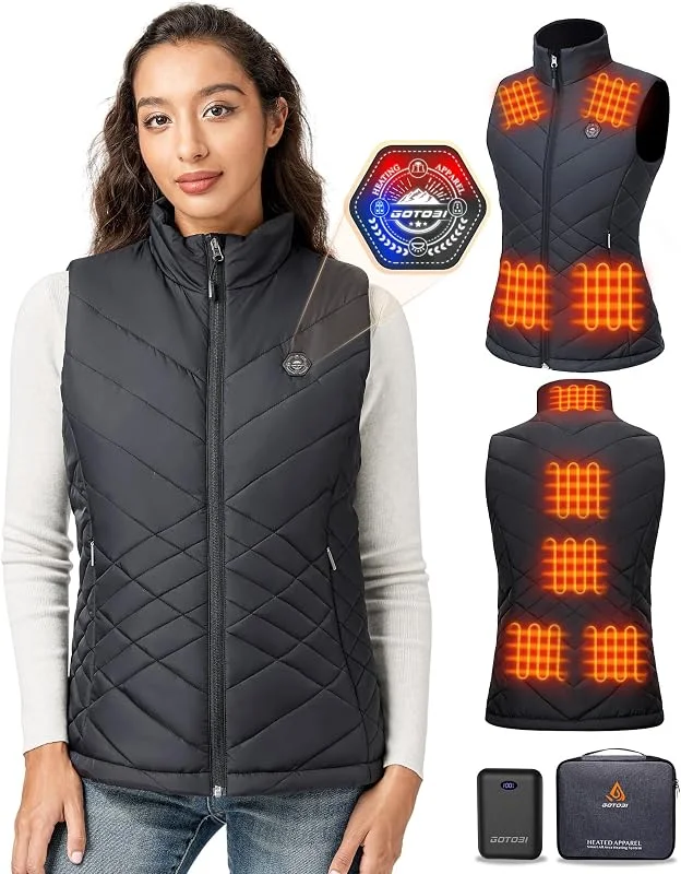 Gilet riscaldante da donna con power bank da 16000 mAh, 7, 4 V — Abbigliamento riscaldato