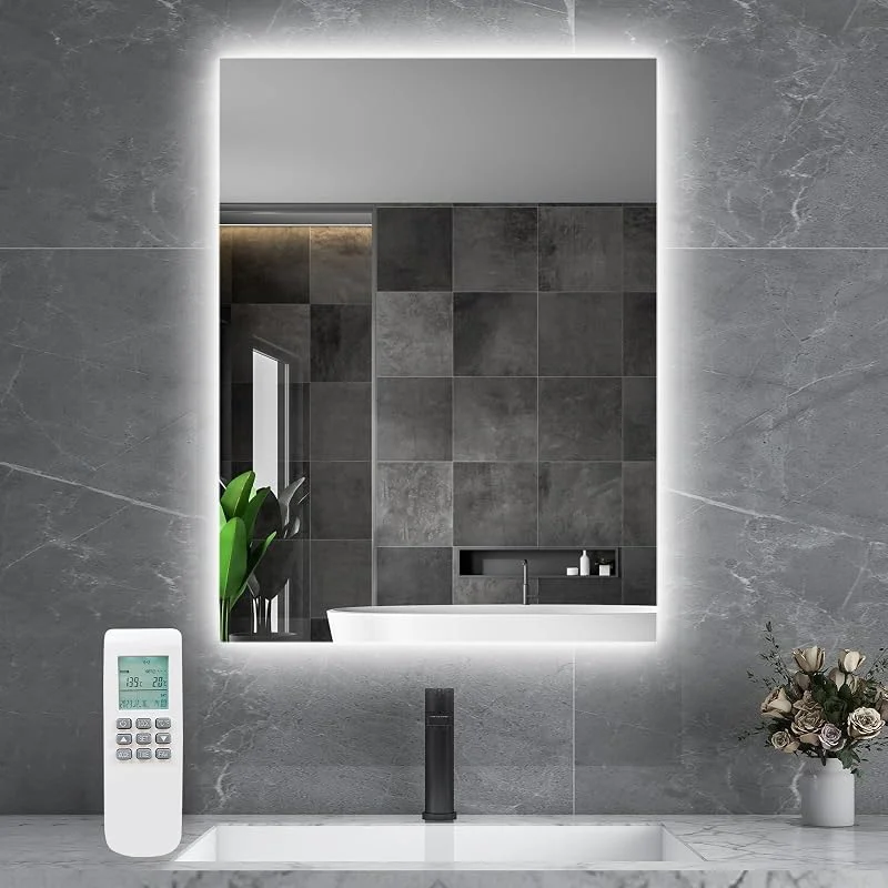 byecold Riscaldatore a infrarossi per specchio con termostato, 450 watt - Riscaldatore a infrarossi per specchio con illuminazione a LED - Specchio da bagno, 80x60 cm — Riscaldamento