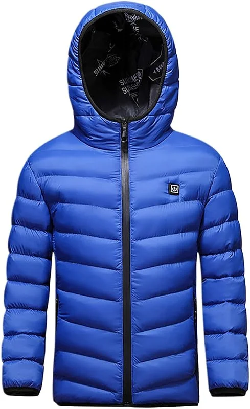 Giacca Riscaldato per Bambino Ragazzi Ragazza Invernali 2024 Nuovo Offerte Piumino Riscaldato Elettrico USB con 3 Livelli Temperatura Lavabile Giacca per All'aperto Cappotto Invernale Caldo Cotone — Abbigliamento riscaldato