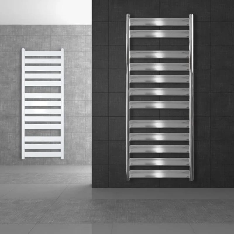ECD Germany Radiatore Design Tharr Pannello Piatto Termoarredo da Bagno in Acciaio Cromato Design Moderno 500x950 mm Calorifero Scaldasalviette Termosifone Portasciugamani da Parete + Resistenza 600W — Riscaldamento